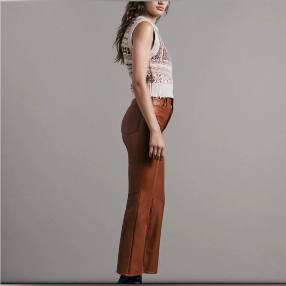 Rag & Bone Casey Cropped Faux Leather Bootcut Trousers NWT - Picture 2 of 13